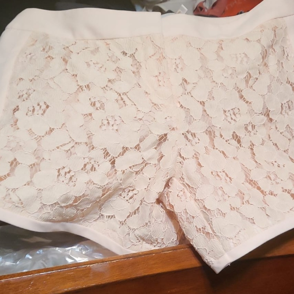 Laundry By Shelli Segal Cream High Waist Shorts